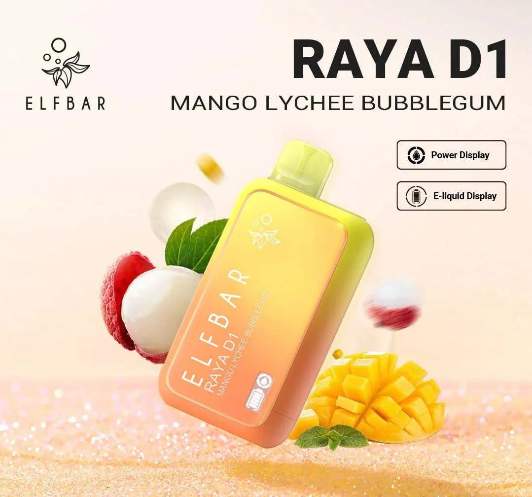 ELF BAR RAYA D1 – Mango Lychee Bubblegum - Vape Shop Mumbai