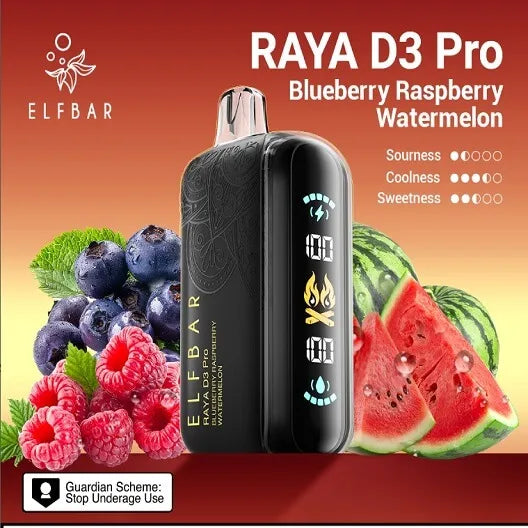 Elf Bar Raya D3 Pro 30K Blueberry Raspberry Watermelon - Vape Shop Mumbai