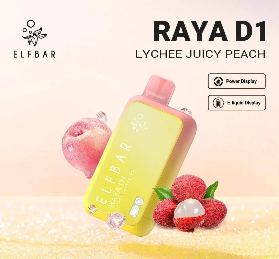ELF BAR RAYA D1 – Lychee Juicy Peach - Vape Shop Mumbai