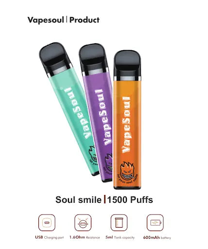 VapeSoul Smile II Rechargable Disposable Vape (1500Puffs) India | Vape Shop Mumbai Vape Shop Mumbai